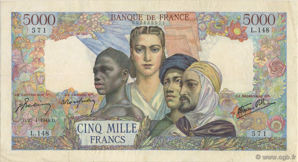 5000 Francs EMPIRE FRANCAIS FRANCIA  1944 F.47.07 MBC