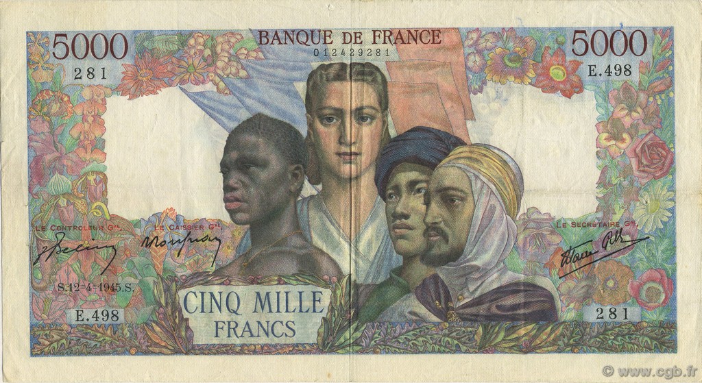 5000 Francs EMPIRE FRANÇAIS FRANCIA  1945 F.47.21 MBC