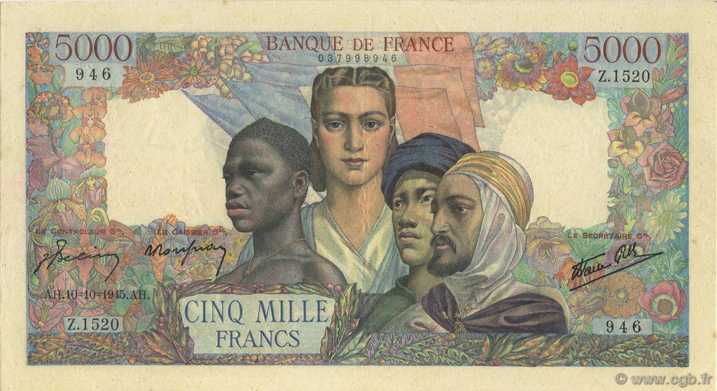 5000 Francs EMPIRE FRANÇAIS FRANKREICH  1945 F.47.47 SS