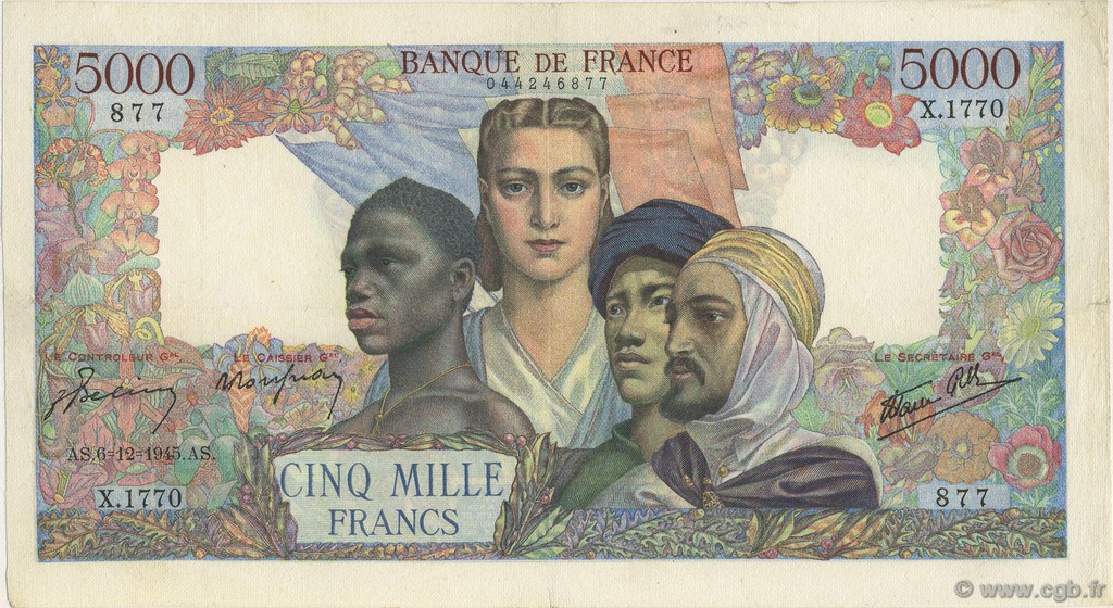 5000 Francs EMPIRE FRANÇAIS FRANCIA  1945 F.47.49 MBC