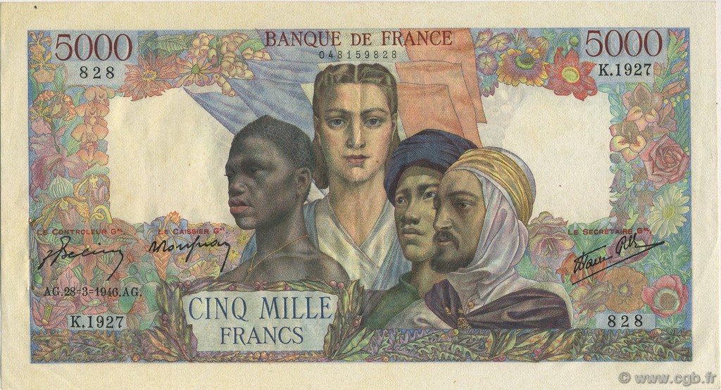 5000 Francs EMPIRE FRANÇAIS FRANCIA  1946 F.47.51 EBC