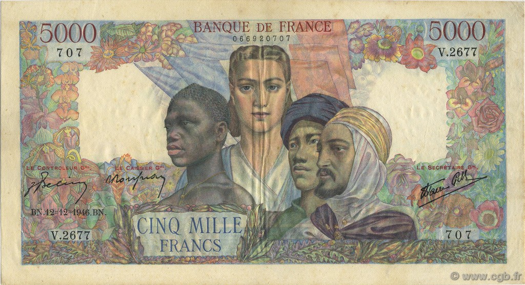 5000 Francs EMPIRE FRANÇAIS FRANCIA  1946 F.47.56 EBC