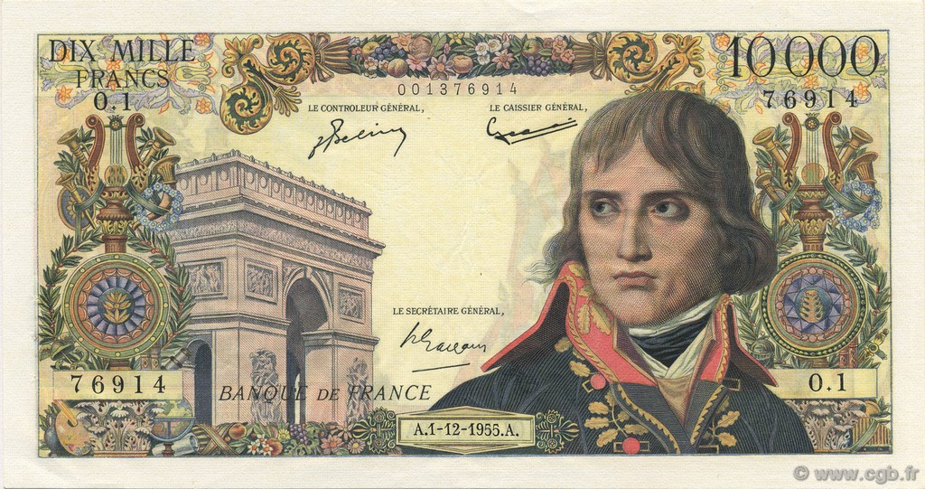 10000 Francs BONAPARTE FRANCIA  1955 F.51.01 EBC