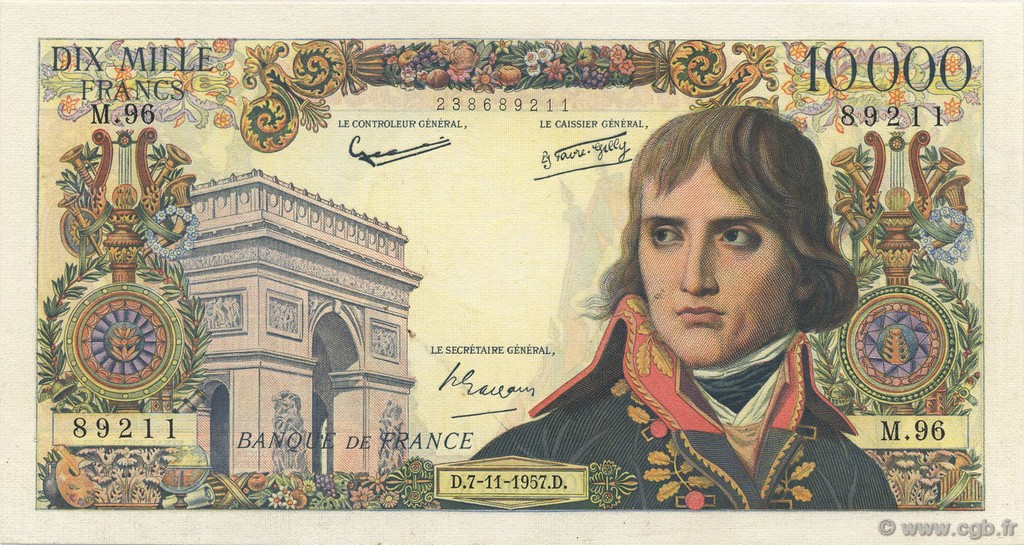 10000 Francs BONAPARTE FRANCIA  1957 F.51.10 SPL+