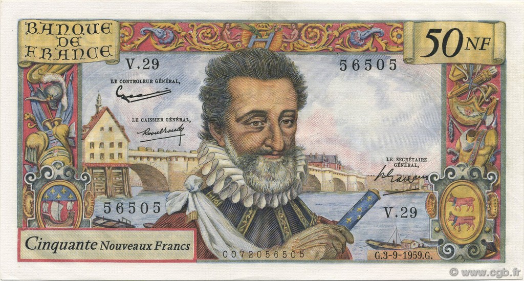 50 Nouveaux Francs HENRI IV FRANKREICH  1959 F.58.03 VZ+