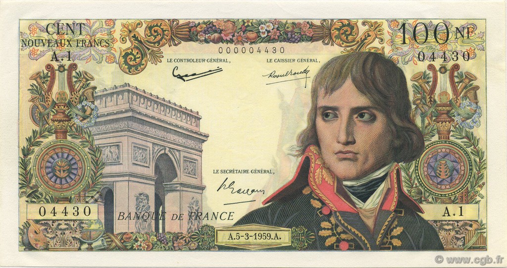 100 Nouveaux Francs BONAPARTE FRANCIA  1959 F.59.01A1 AU