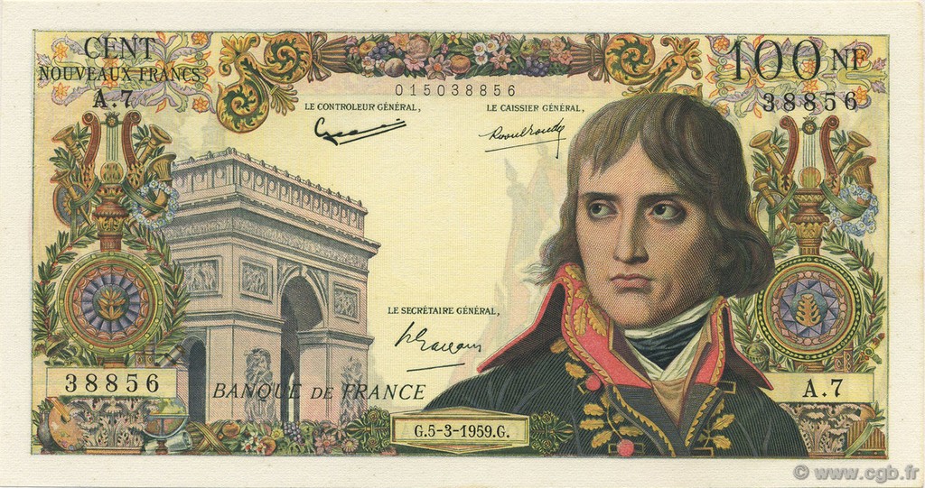 100 Nouveaux Francs BONAPARTE FRANCIA  1959 F.59.01 EBC+ a SC