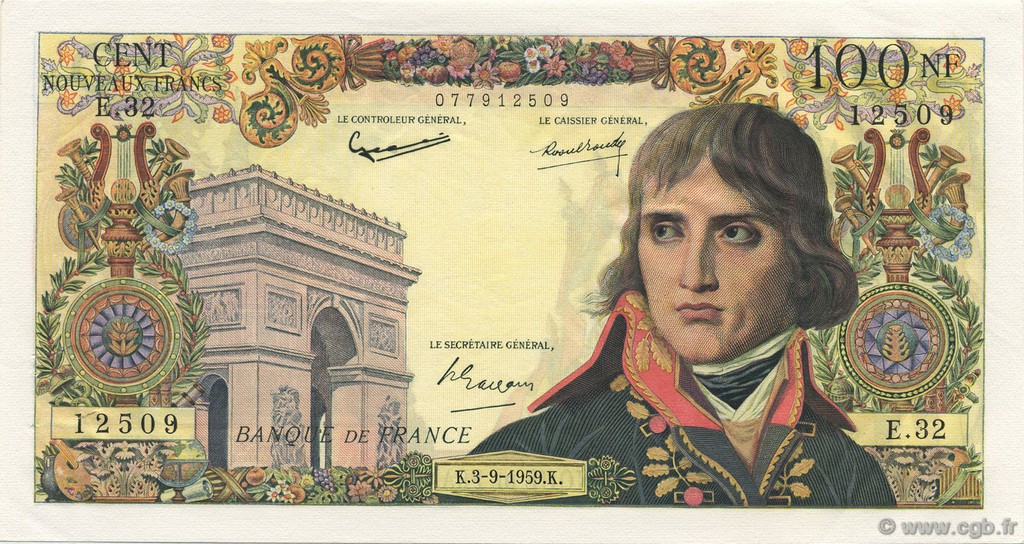 100 Nouveaux Francs BONAPARTE FRANCIA  1959 F.59.03 q.AU