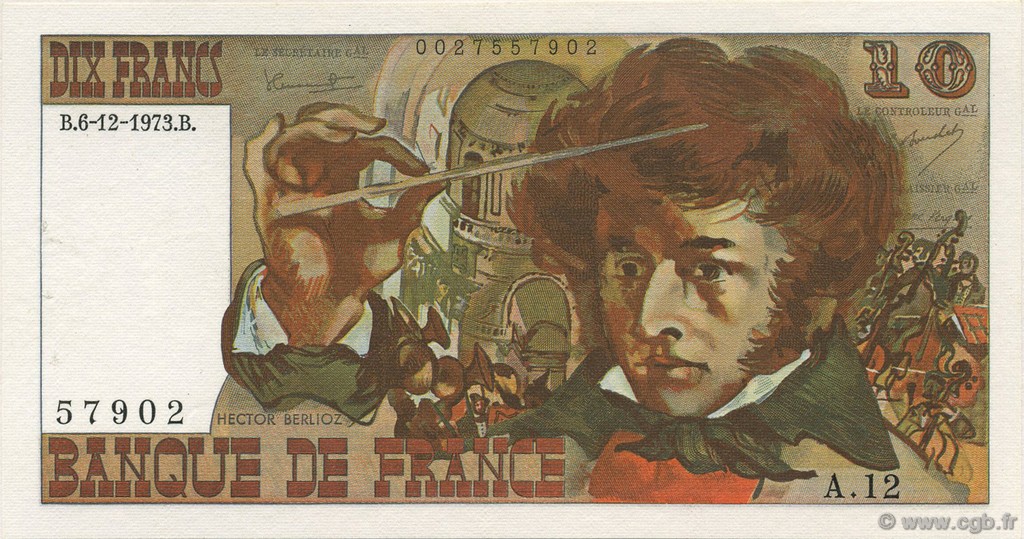 10 Francs BERLIOZ FRANCIA  1973 F.63.02 AU
