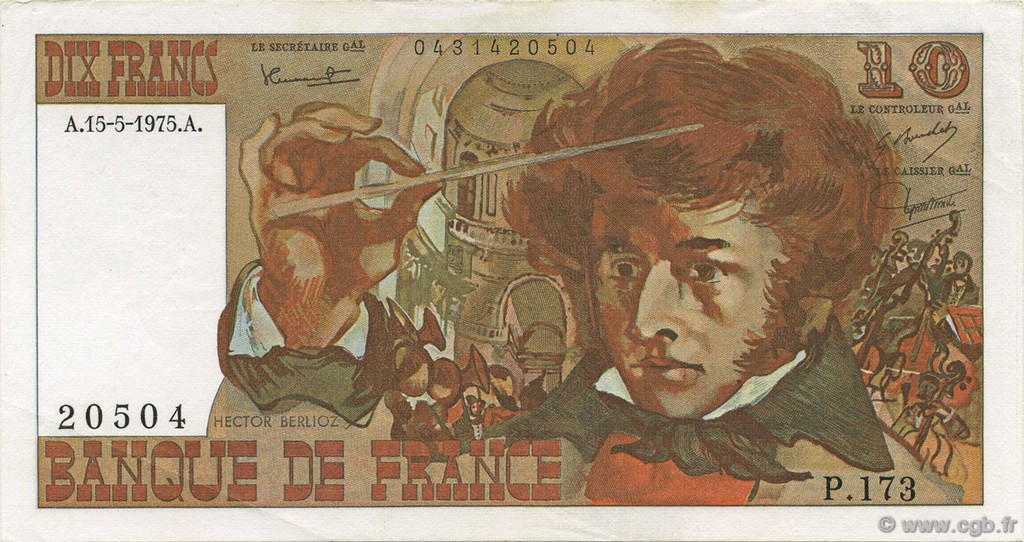 10 Francs BERLIOZ FRANCIA  1975 F.63.10 q.FDC