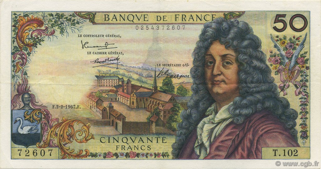 50 Francs RACINE FRANCIA  1967 F.64.09 EBC