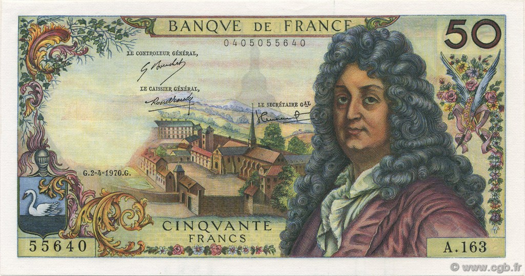 50 Francs RACINE FRANCIA  1970 F.64.16 SC+