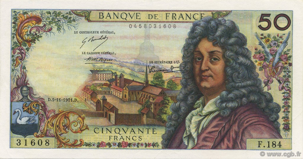 50 Francs RACINE FRANCIA  1971 F.64.19 AU