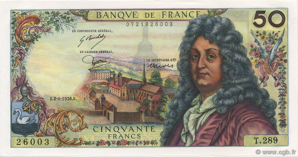 50 Francs RACINE FRANKREICH  1976 F.64.32 fST+