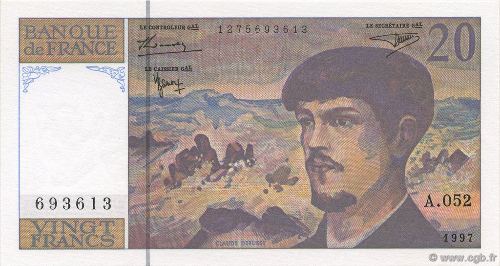 20 Francs DEBUSSY Modifié FRANCIA  1997 F.66ter.02A52 FDC