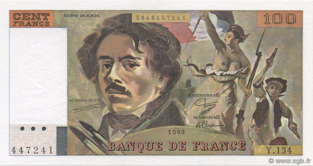 100 Francs DELACROIX modifié FRANCE  1989 F.69.13d NEUF