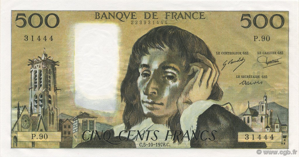 500 Francs PASCAL FRANCIA  1978 F.71.18 q.FDC