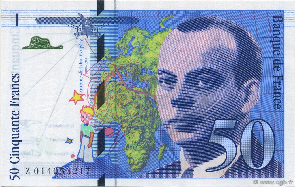 50 Francs SAINT-EXUPÉRY modifié FRANCIA  1994 F.73.01a FDC