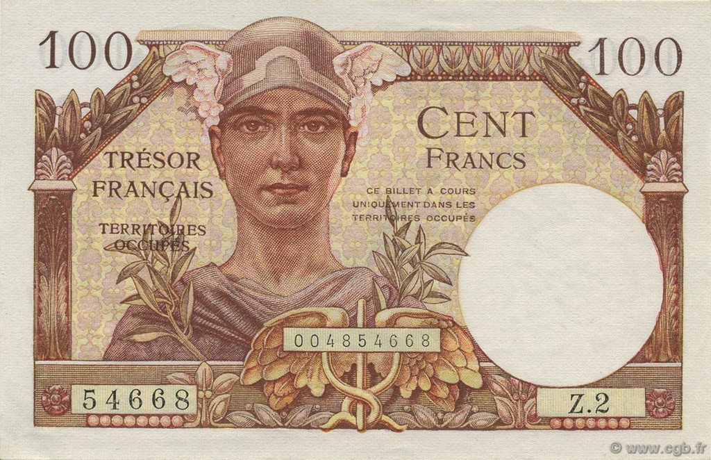 100 Francs TRÉSOR FRANÇAIS FRANCIA  1947 VF.32.02 SC+