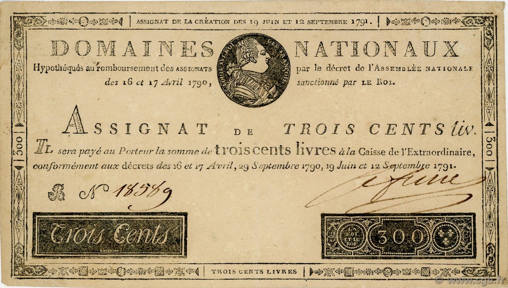 300 Livres FRANCE  1791 Ass.18a SUP+