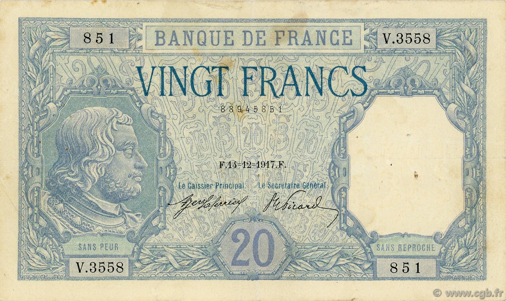 20 Francs BAYARD FRANCIA  1917 F.11.02 BB