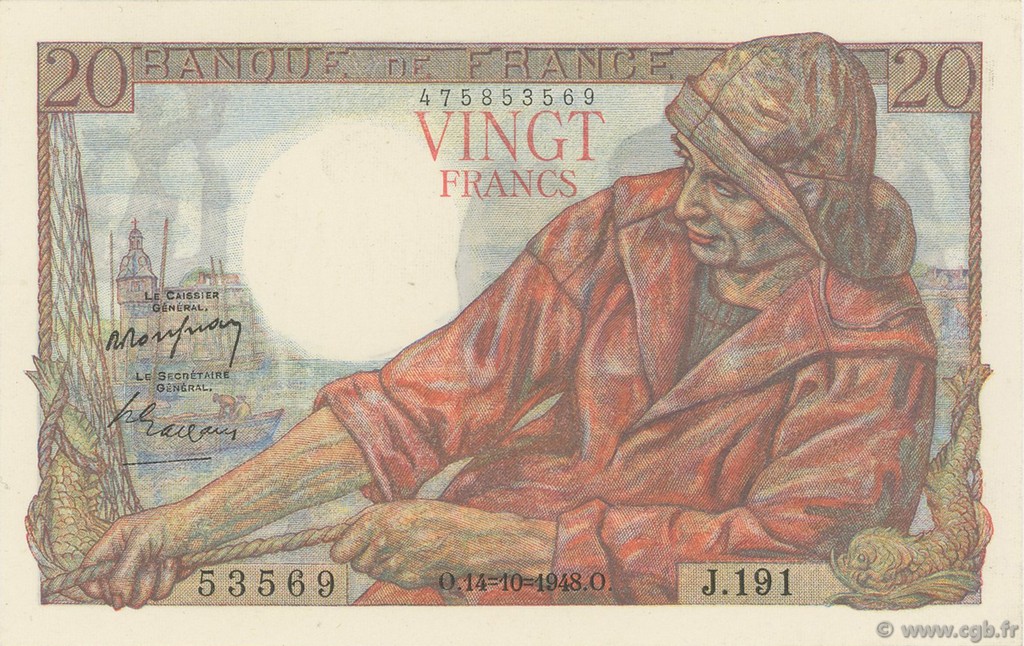 20 Francs PÊCHEUR FRANCIA  1948 F.13.13 SC+