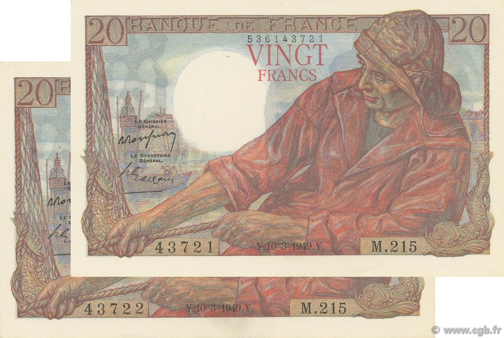 20 Francs PÊCHEUR FRANKREICH  1949 F.13.14 ST