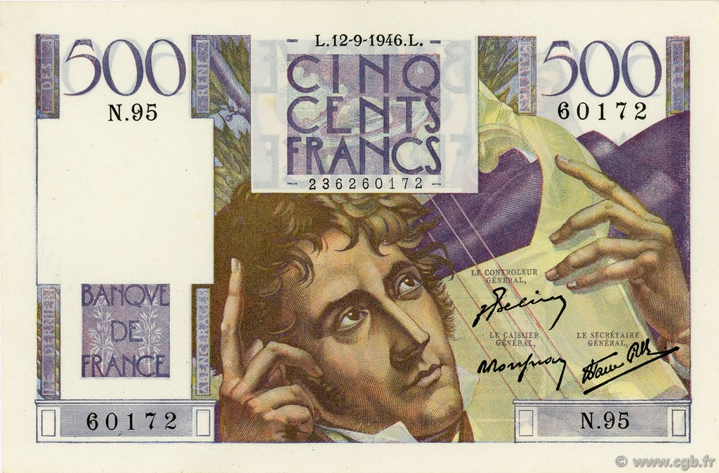 500 Francs CHATEAUBRIAND FRANCE  1946 F.34.06 AU
