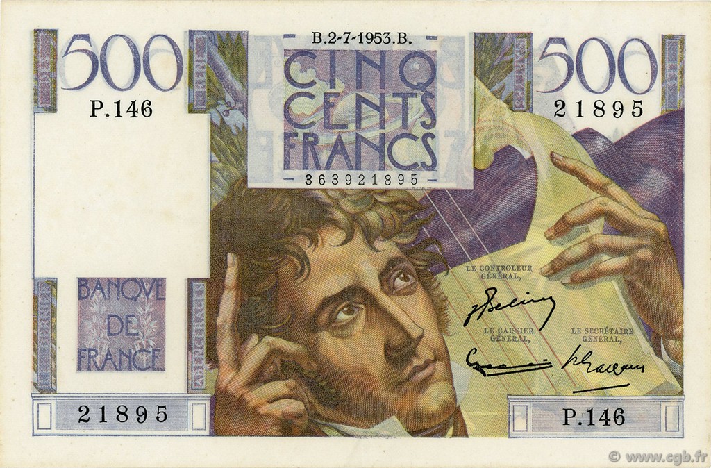 500 Francs CHATEAUBRIAND FRANCIA  1953 F.34.13 SPL