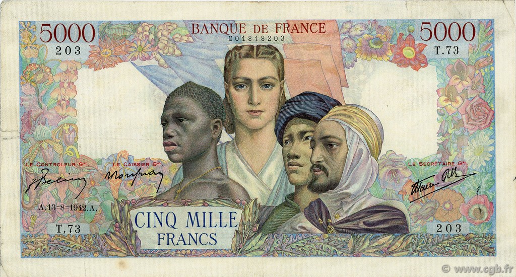 5000 Francs EMPIRE FRANÇAIS FRANCE  1942 F.47.04 F