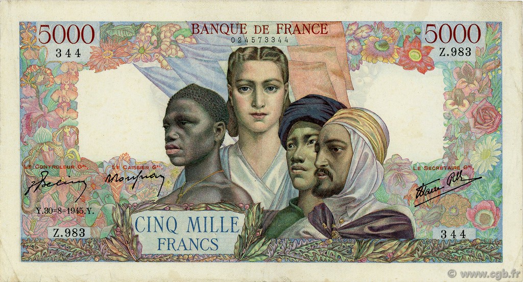 5000 Francs EMPIRE FRANÇAIS FRANCIA  1945 F.47.41 MBC