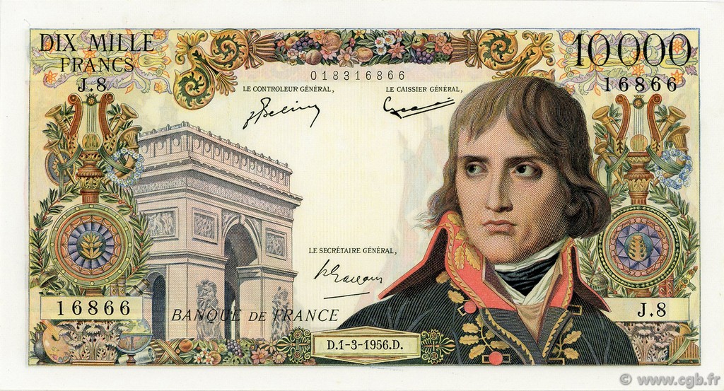 10000 Francs BONAPARTE FRANCE  1956 F.51.02 XF+