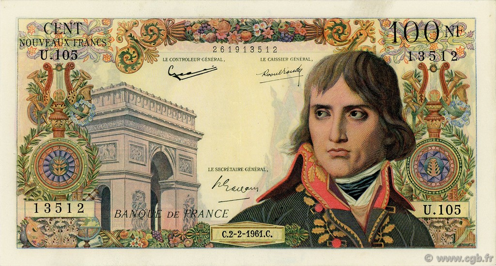 100 Nouveaux Francs BONAPARTE FRANKREICH  1961 F.59.10 VZ