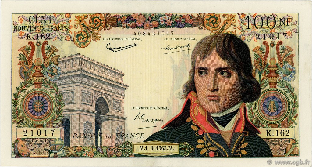 100 Nouveaux Francs BONAPARTE FRANCIA  1962 F.59.14 MBC+