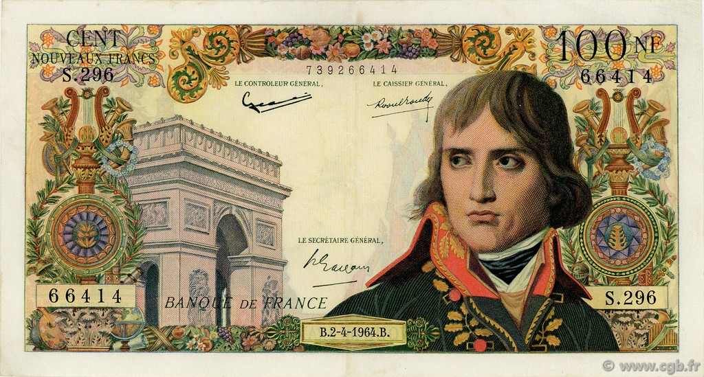 100 Nouveaux Francs BONAPARTE FRANCE  1964 F.59.26 VF+