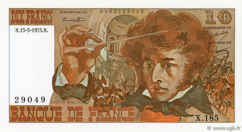 10 Francs BERLIOZ FRANCIA  1975 F.63.10 FDC