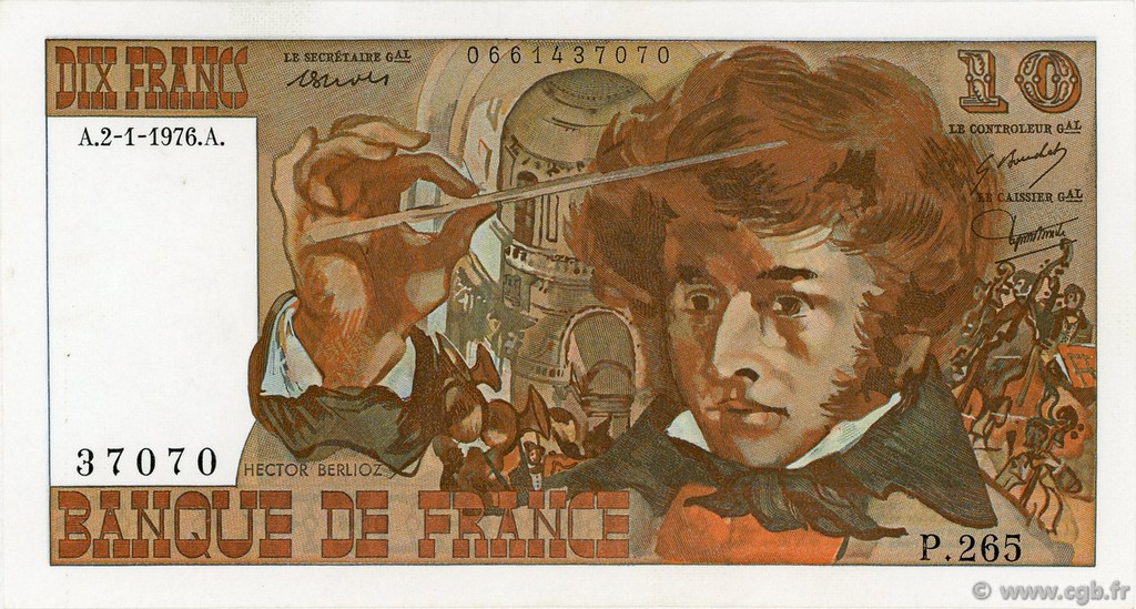 10 Francs BERLIOZ FRANCE  1976 F.63.16 UNC-