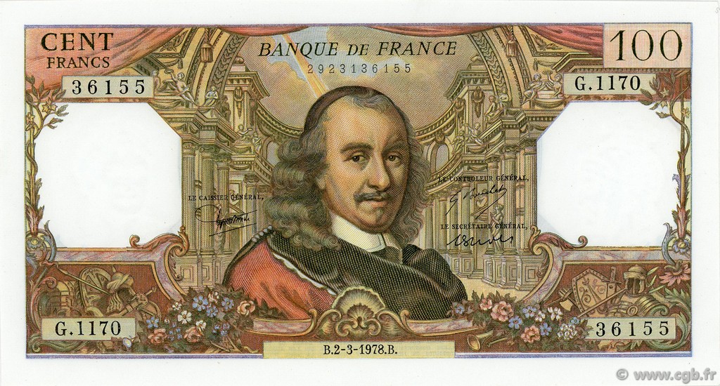 100 Francs CORNEILLE FRANCIA  1978 F.65.62 SC