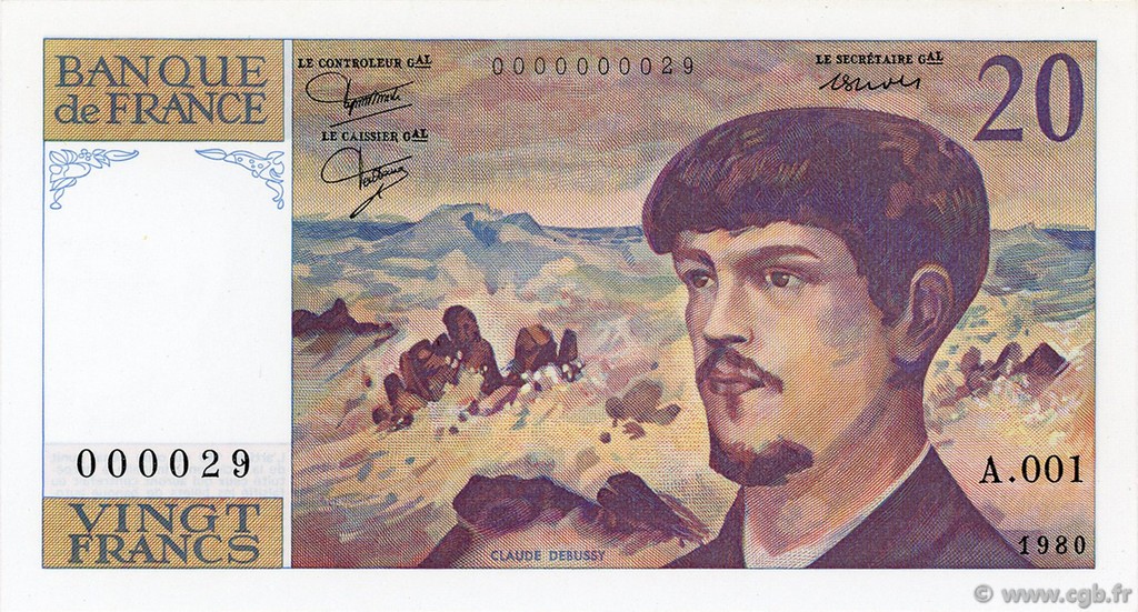 20 Francs DEBUSSY FRANKREICH  1980 F.66.01A1 ST