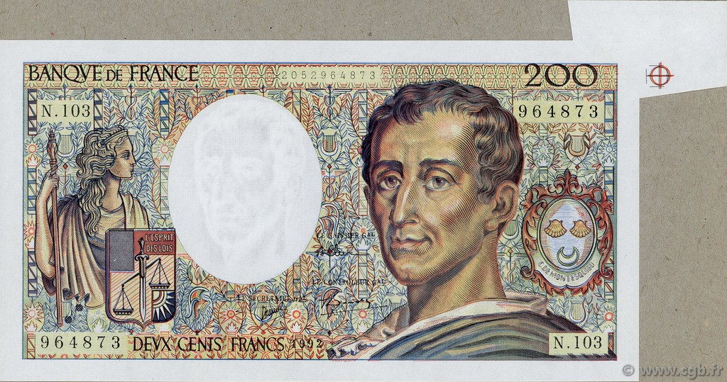 200 Francs MONTESQUIEU FRANCE  1992 F.70.12a NEUF
