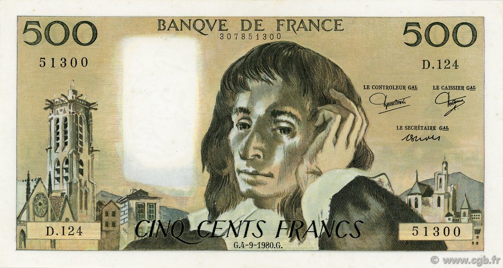 500 Francs PASCAL FRANCIA  1980 F.71.22 SPL