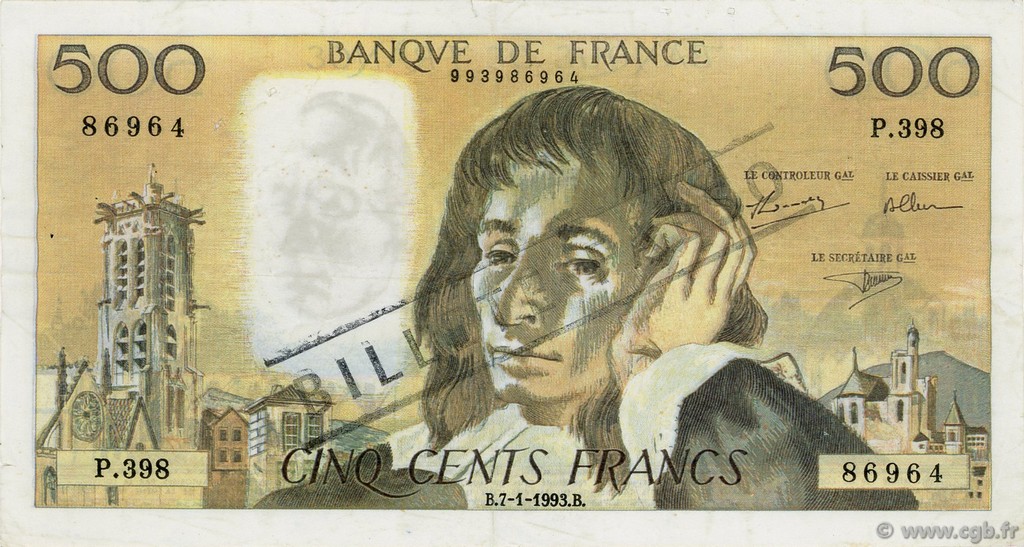 500 Francs PASCAL FRANCIA  1993 F.71.51 MBC