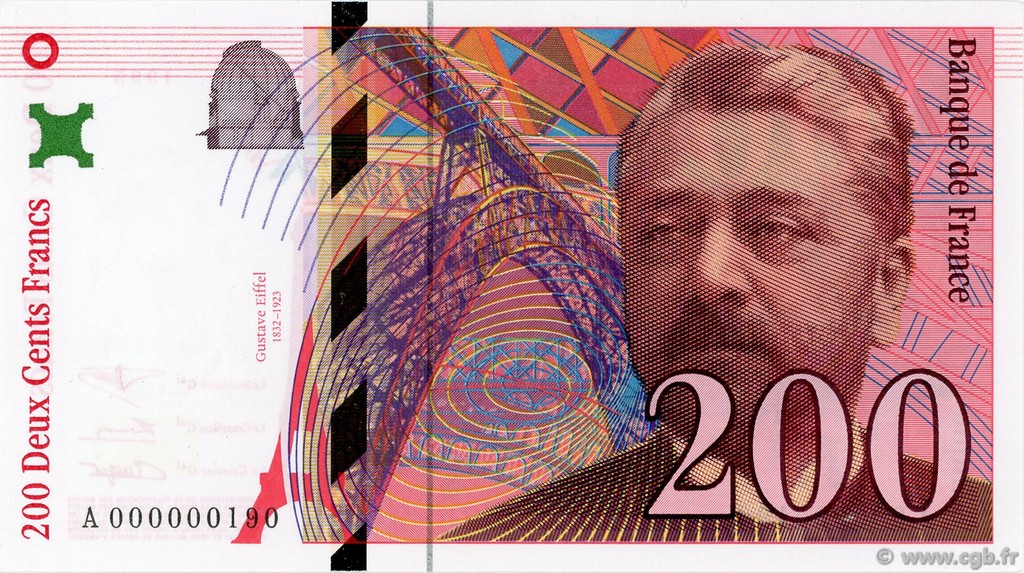 200 Francs EIFFEL FRANCE  1995 F.75.01A UNC