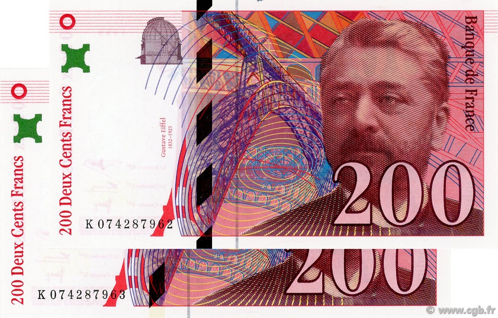 200 Francs EIFFEL Consécutifs FRANCIA  1999 F.75.05 SC+