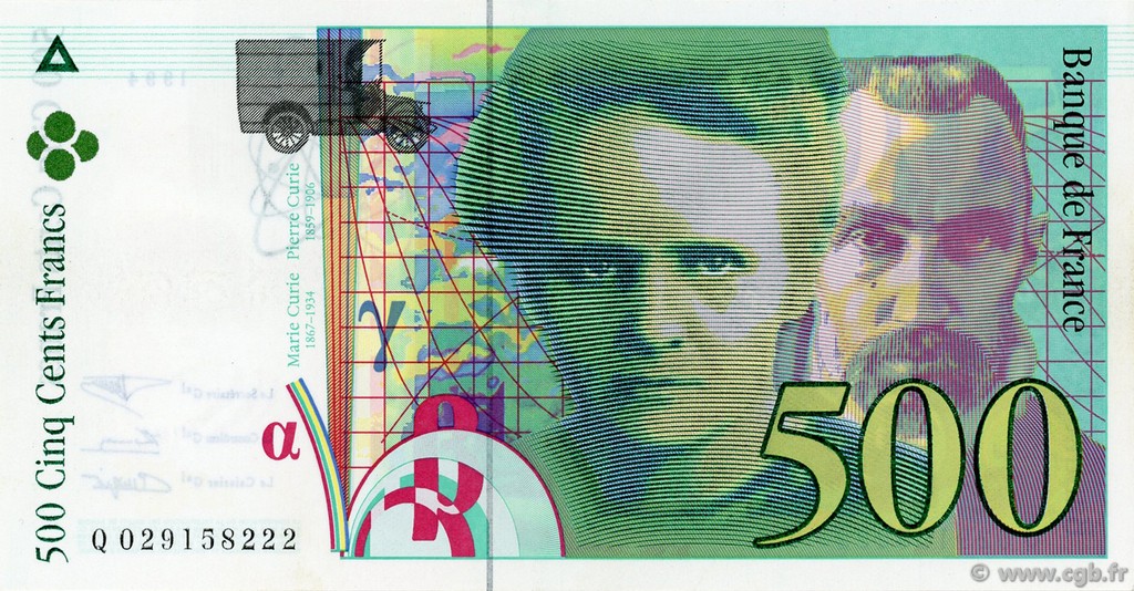 500 Francs PIERRE ET MARIE CURIE Sans STRAP FRANCIA  1994 F.76f4.01 EBC+