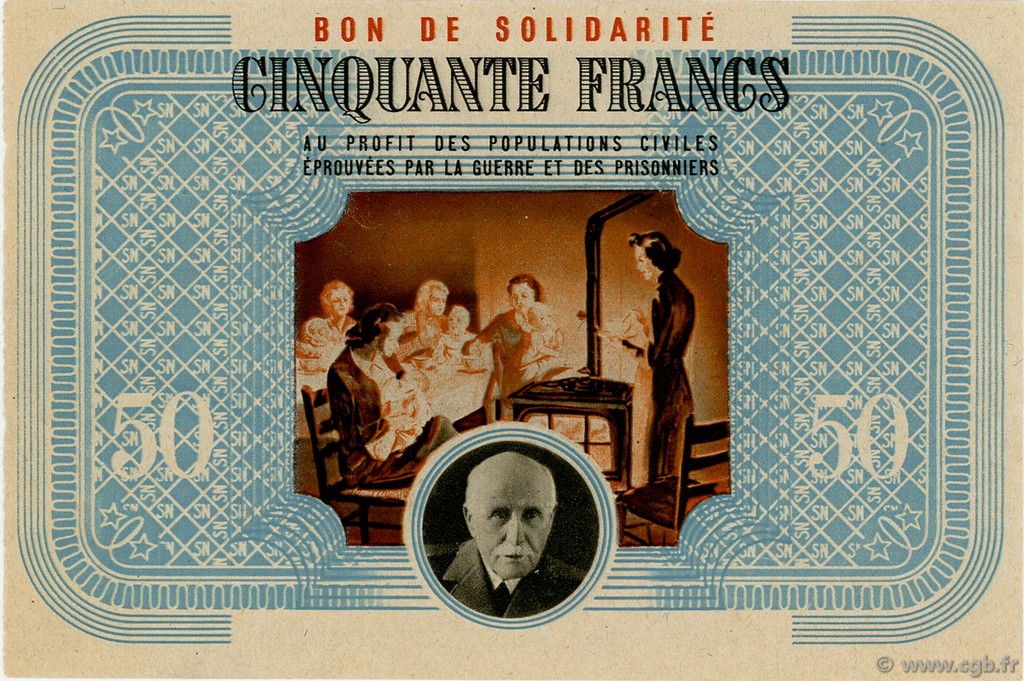 50 Francs BON DE SOLIDARITE FRANCE regionalismo y varios  1941  SC