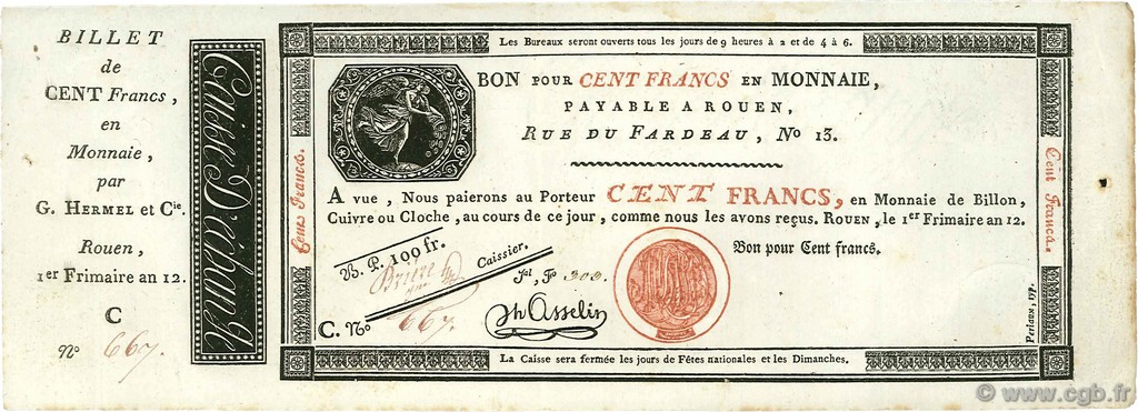 100 Francs FRANCIA  1803 Laf.- PS.246b EBC
