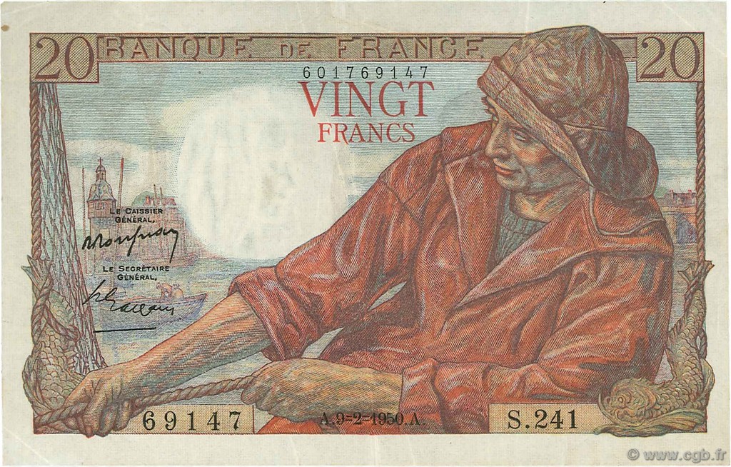 20 Francs PÊCHEUR FRANCIA  1950 F.13.17 BB