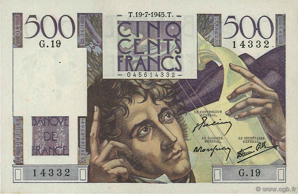 500 Francs CHATEAUBRIAND FRANCIA  1945 F.34.01 SPL