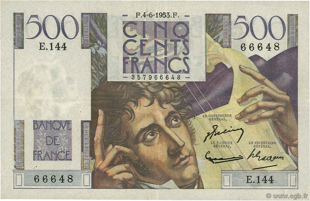500 Francs CHATEAUBRIAND FRANCE  1953 F.34.12 TTB+